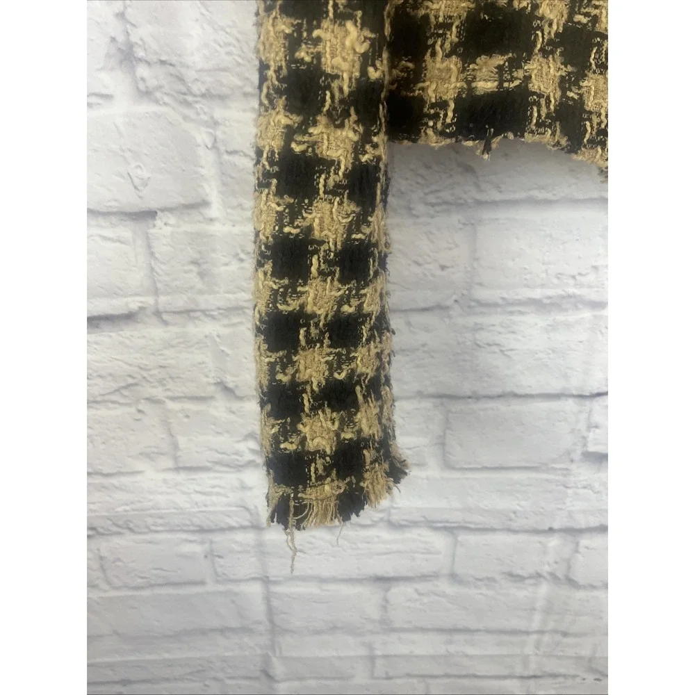 House Of Harlow Preppy Dark Academia Cropped Tweed Houndstooth Blazer Size M